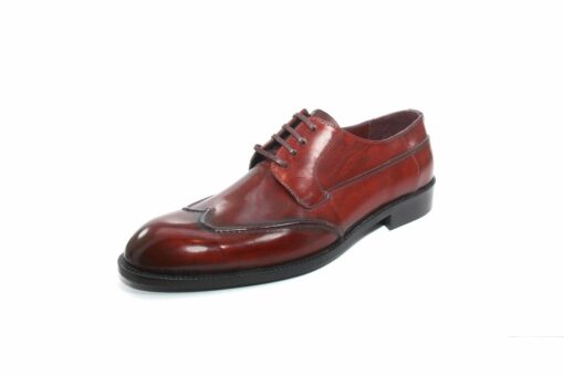 SHENBIN'S Handmade Burgundy Patina Derby Shoes, Real Hand Dyed Leather, Exclusive Leather Soles, Premium Classic Footwear