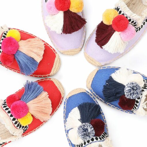 Slippers For Flat Espadrilles Terlik Woman Shoes Pantufas Soludos Top Sale Hemp Summer Rubber Cotton Fabric Slides Flip Flops