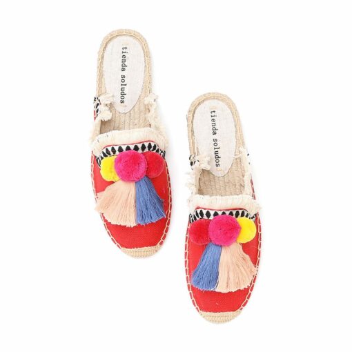 Slippers For Flat Espadrilles Terlik Woman Shoes Pantufas Soludos Top Sale Hemp Summer Rubber Cotton Fabric Slides Flip Flops