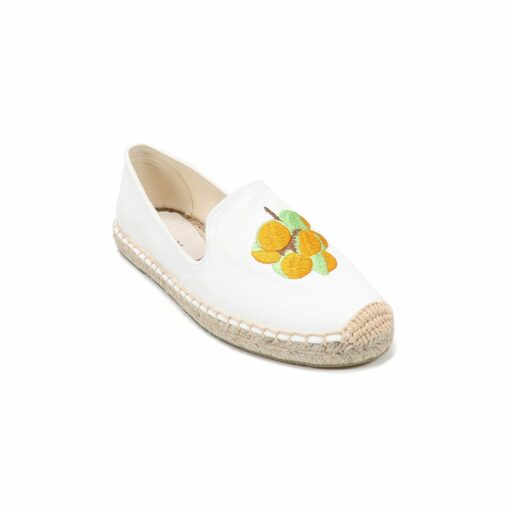 Summer fashion ladies all match casual white shoes fruit pattern embroidered slip on canvas shoes high