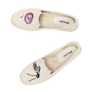 Summer flat soled comfortable slip on breathable espadrille ladies all match thick soled round toe low