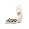 Summer ladies bag toe espadrille wedge sandals thick heel platform ankle strap leopard print high heels