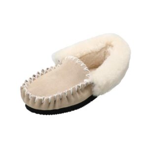 Winter warm leather and wool home shoes comfortable fur lined women s shoes
