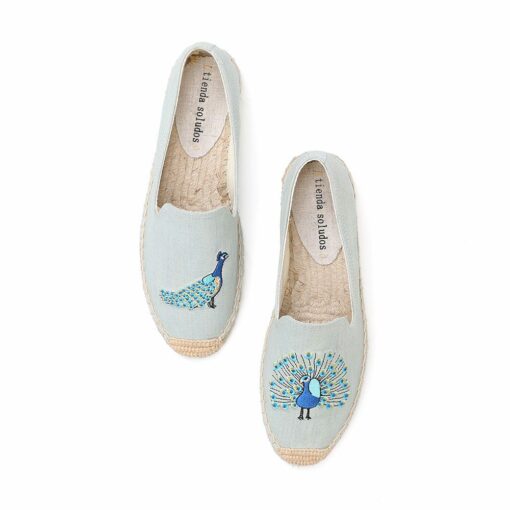 Women  Real Espadrilles Mujer Casual Shoes New Sapatos Slipper Embroidery Sweet Slip Smoking Up Summer
