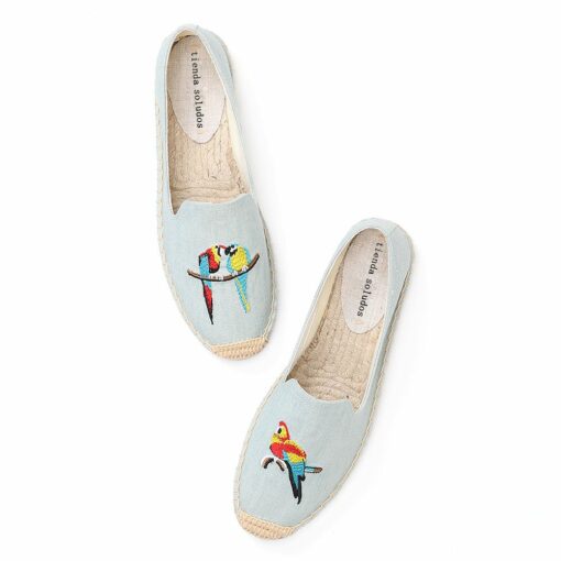 Women Flat Espadrilles For Fishemen Design Zapatillas Mujer Soludos Weaving Canavs Style Driving Cartoon Stripes Straw
