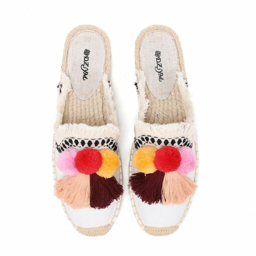 Women s Shoes Espadrilles  Sale Unicornio Furry Slippers Rubber Hemp Colors Spring Summer Fluffy Ball