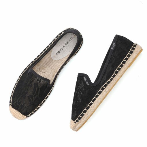 Womens Flats Shoes Espadrille Zapatillas Mujer Sapatos Fashion Lace Hand made Woven Emboridery Shoe Spring And