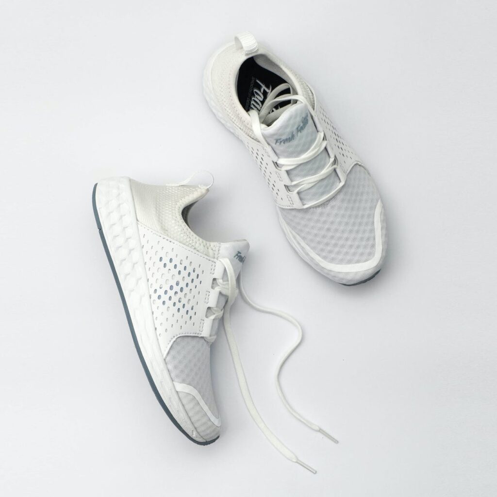 grey sneakers with dense surface of texture for comfortable everyday wearing