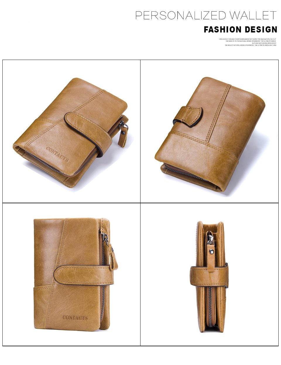 Contacts 100% Genuine Leather Male Wallets
