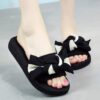 Fashion Bowknot Women Slippers 2020 New Summer Sweet Beach Flats Shoes Handmade 3cm Heel Slides Casual Non Slip Footwear Size 42