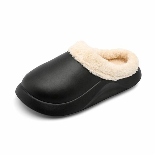 Winter Men Plush Slippers Waterproof Indoor Warm Fur Furry Slipper Bathroom Slides Detachable Platform Couple Shoes Rubber Clogs