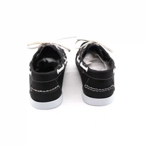 Black On White Cowhide Deck Shoe