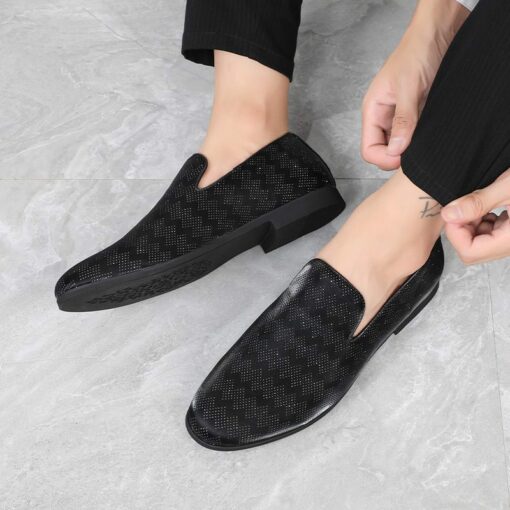 Mens Perforated PU Round Toe Loafers CP329