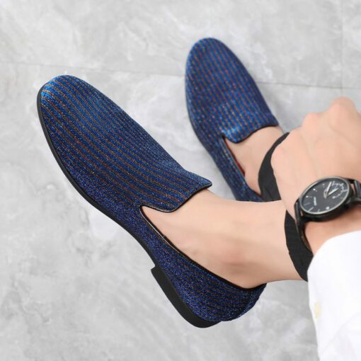 blue Sequin Dress Casual Slip-On Loafers CP332