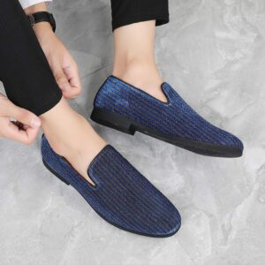 Blue Sequin Dress Casual Slip-On Loafers CP332