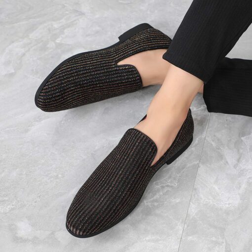 Black Sequin Dress Casual Slip-On Loafers CP332