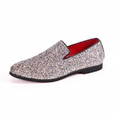 Brightly Sequin Solid Color Loafers CP240