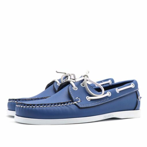 Mens Genuine Leather Persian Blue Boat Shoe