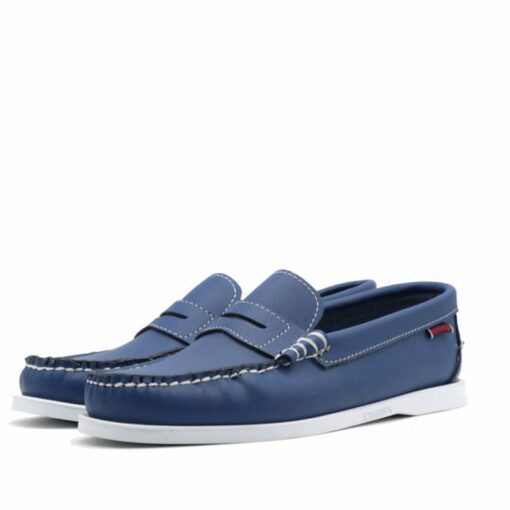 Persian Blue Genuine Leather Moccasin Boats
