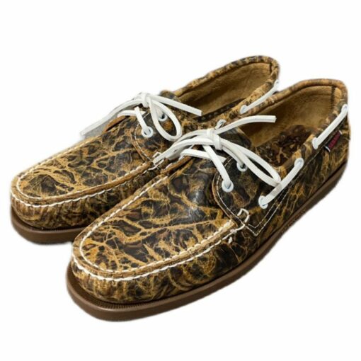 Leopard Pattern Mens Leather Boat Shoes.