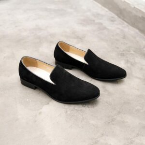 New Loafers Men Shoes Faux Suede Solid Color Fashion Business Casual Party Daily Classic Simple Slip-on Retro Dress Shoes CP152