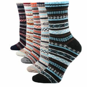 5 pair thick wool retro style vintage socks