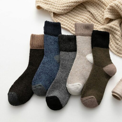 thick warm color blocking winter socks