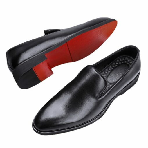 Red Sole Loafers Men Shoes PU Solid Color