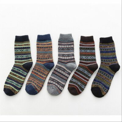 warm retro style men's stripe wool socks