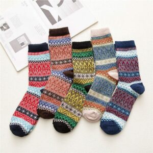 Harajuku Retro Striped Wool Socks 5 pair