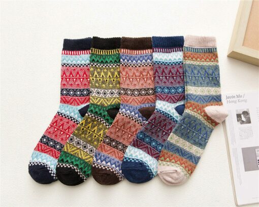 Harajuku Retro Striped Wool Socks 5 pair