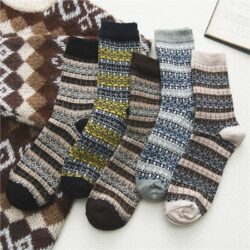 5 pack men's vintage wool stripe socks
