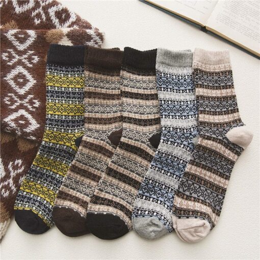 5 pack men's vintage wool stripe socks