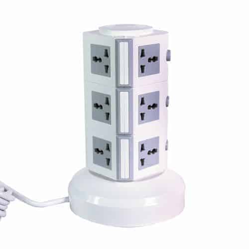3 Layer Multi Plug Sockets with USB Port - White