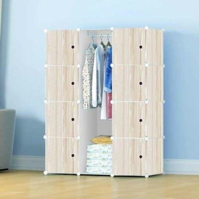 12 Cubes Wardrobe 8 Doors - White Wood