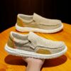 Gohin's Patchwork Beige Slip On Canvas Sneaker