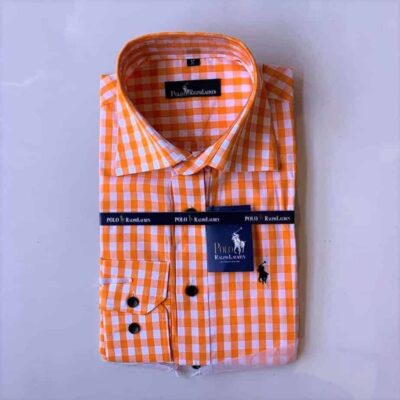 Ralph Lauren Orange Checkered Sleeve Shirt