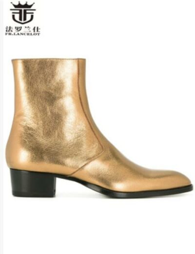 Lancelot Gold Pointed Toe Men's Chelsea Boots