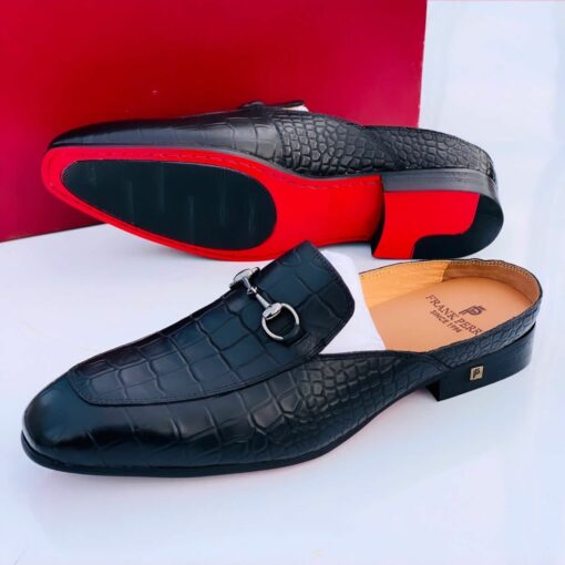 Frank Perry Leather Scaled 2HV Black Half Shoe