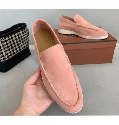 Solid Cut Peach Suede Yacht Loafer