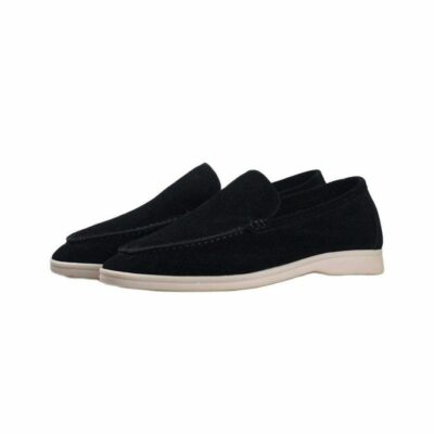 Straight Cut Men's Black Suede Yacht Loafer