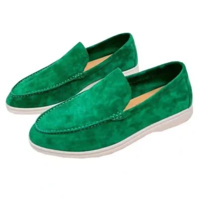 Straight Cut Men's Emerald Green Suede Yacht Loafer