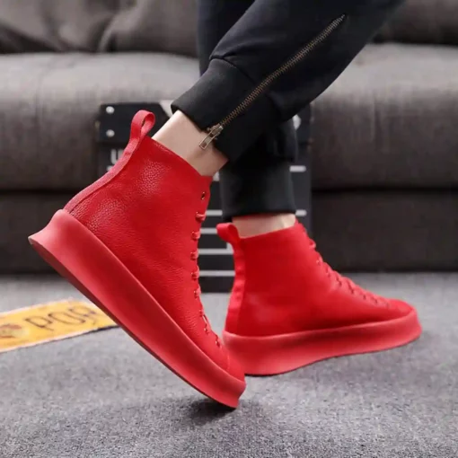 Yomior Total Red Lace Up leather Canvas Boot
