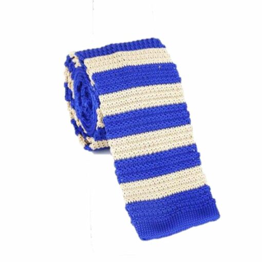Blue Faded Gold Knitted Flying Tie