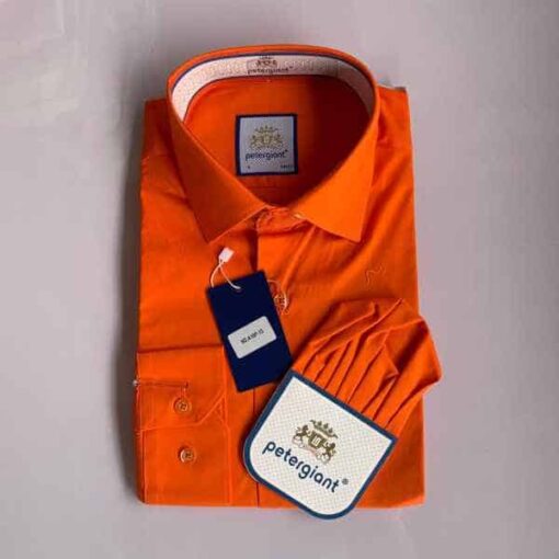 Petergiant Orange Dress Shirt with Pocket Square
