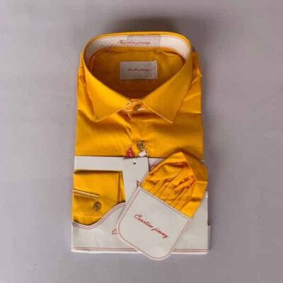 Courtice Jimmy Yellow Dress Shirt with Pocket Square