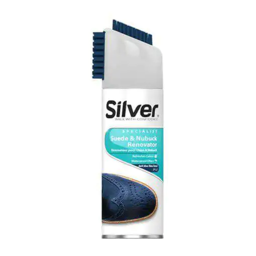 Navy Blue Silver Suede Shoe Spray
