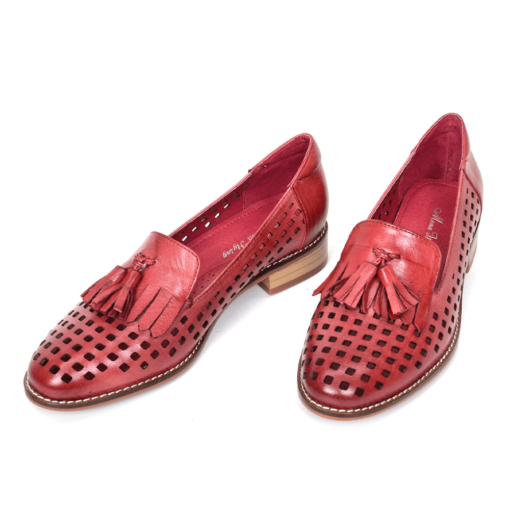 Mona Flying Leather Comfort Hand-made Slip-on Tassel Loafer Casual Flat Breathable Fringes Shoes for Women Ladies A068-35A 3