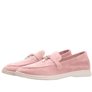 Pink Womens Suede Yacht Loafers