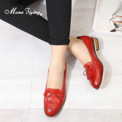 Mona Flying Women Leather Loafers Slip-on Casual Hand-made Comfort Pointed Toe Shoes For Office Work OL Women Ladies FLX18-17 2